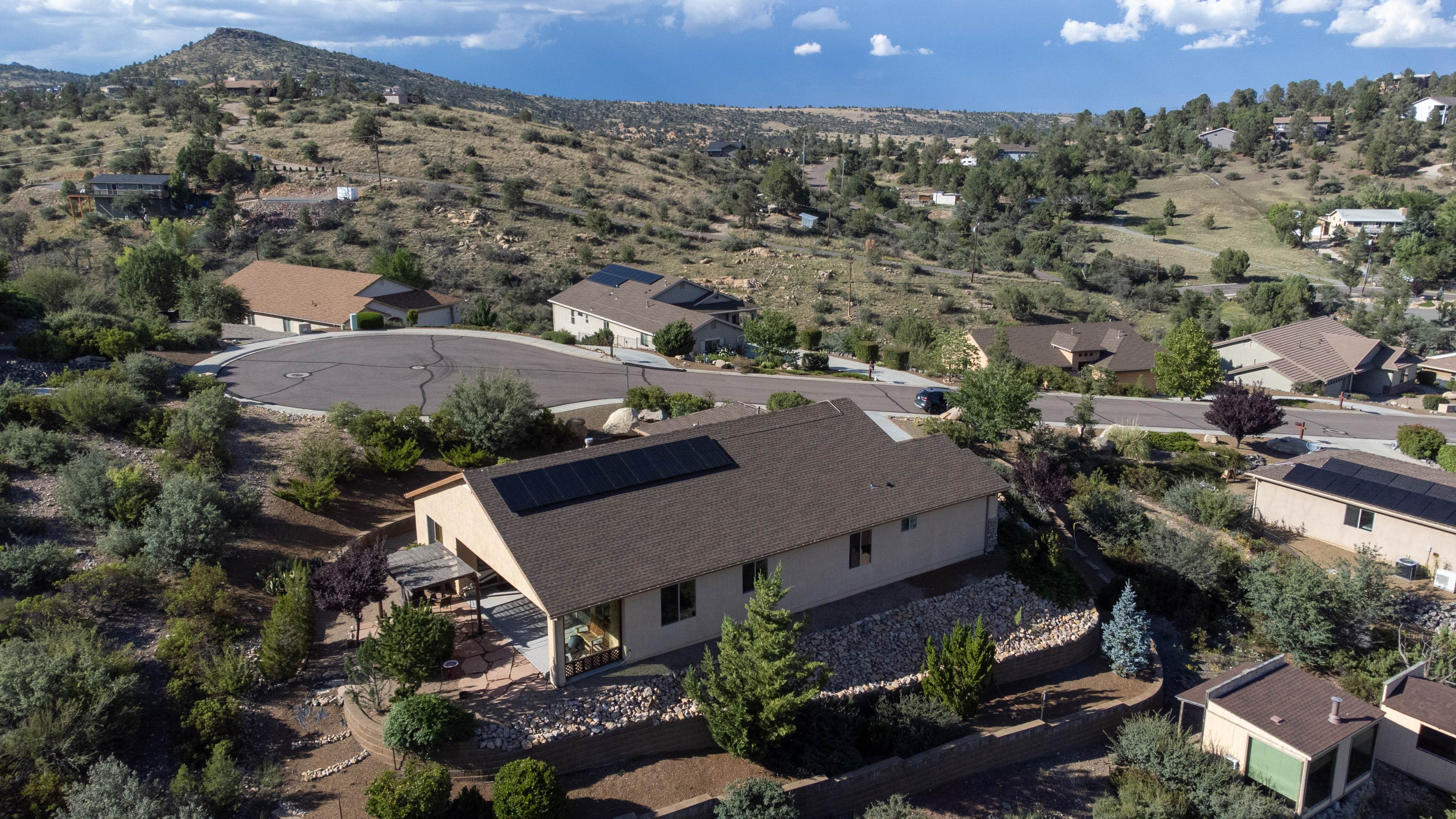 Professional solar installation - aerial view
